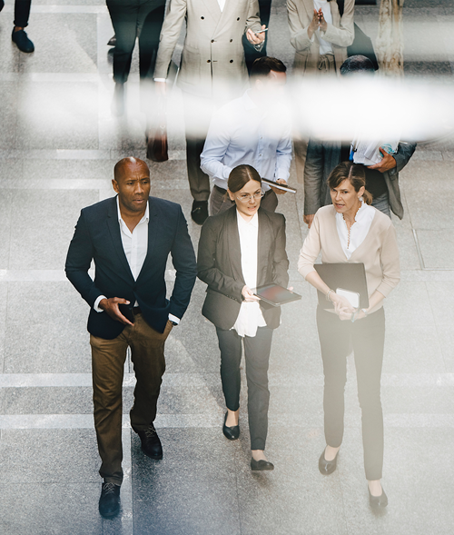 HR Leaders walking and developing strategies